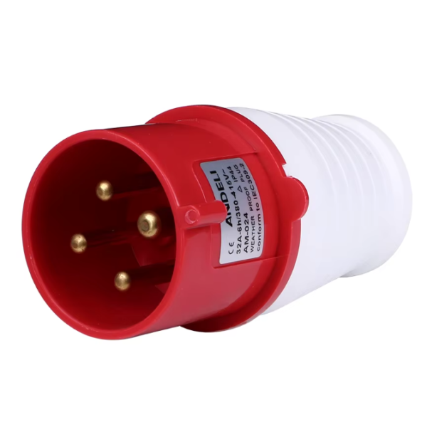 Enchufe Industrial IP44 Clavija Macho 3P+⏚, 32A-250V Rojo, SCHUKO, 024