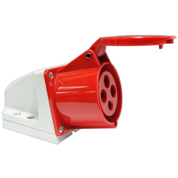 Enchufe Industrial IP44 Clavija Hembra 3P+⏚, 32A-250V Rojo, SCHUKO, 124