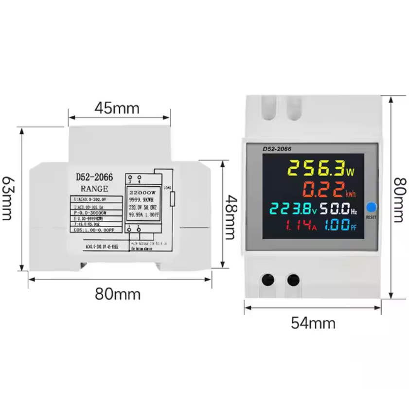 Medidor Digital Multifuncion para riel DIN 6 en 1 - Imagen 3