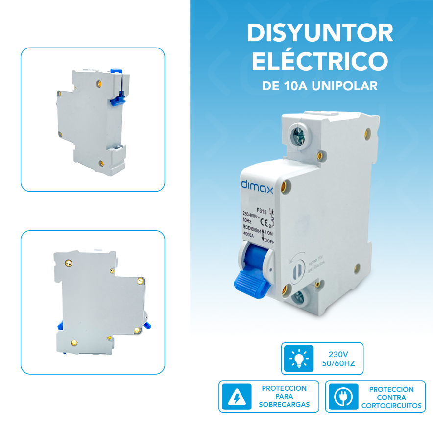 1P Disyuntor Termico Electrico Unipolar DIMAX 4 kA(10~25A), DZ47-63