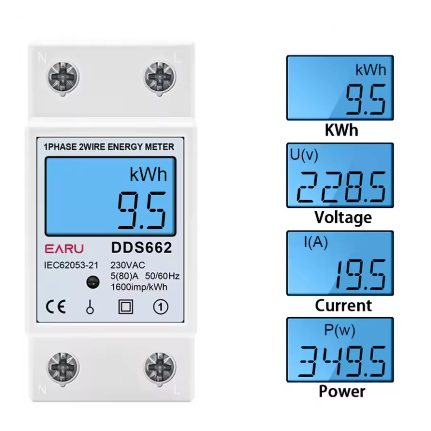 Medidor de Energia Activa Monofasico LCD, DDS662