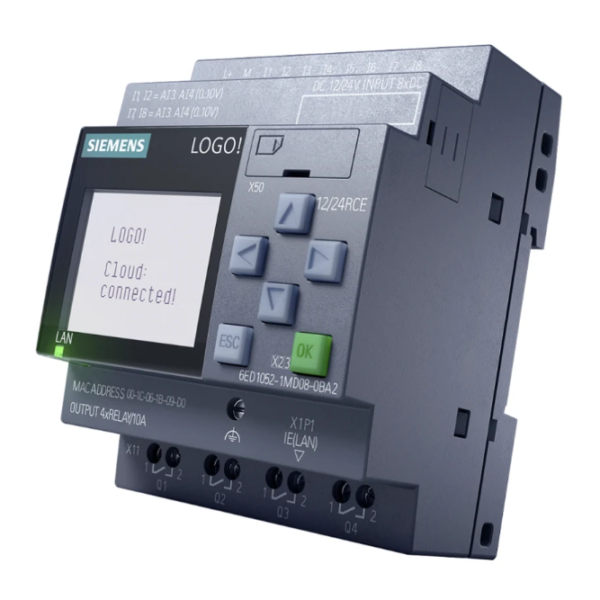 Controlador Logico Programable 12/24RCE, PLC SIEMENS LOGO! 8.4, 12/24VDC, 6ED1052-1MD08-0BA2