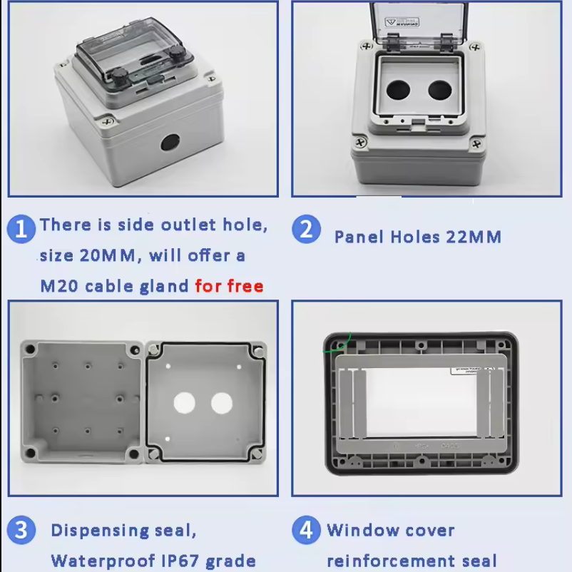 Caja Impermeable de Conexiones de 3 Orificios, Caja de Control Electrico IP67 - Imagen 3
