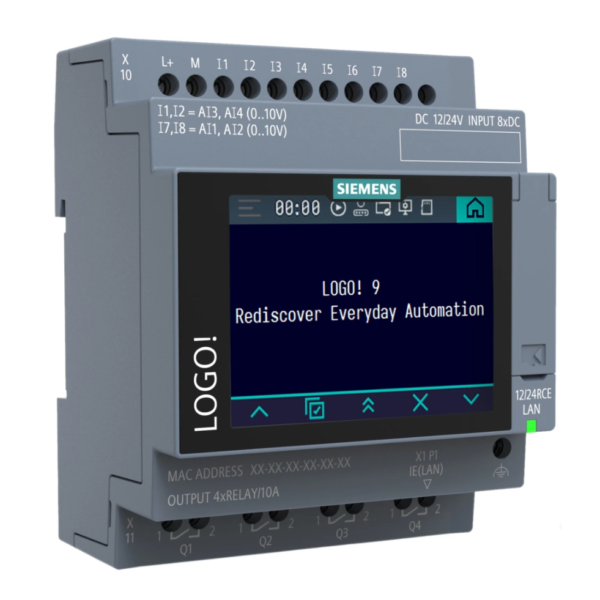 Controlador Logico Programable, PLC LOGO! 12/24RCE Siemens V9 Pantalla Tactil, 6ED1052-1MD08-0BA3