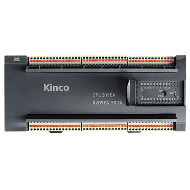 Controlador Logico Programable (PLC) KINCO con 22 DI, 20 DO (8T + 12R), 6 AI y 2 AO, K209EA‑50DX - Imagen 2