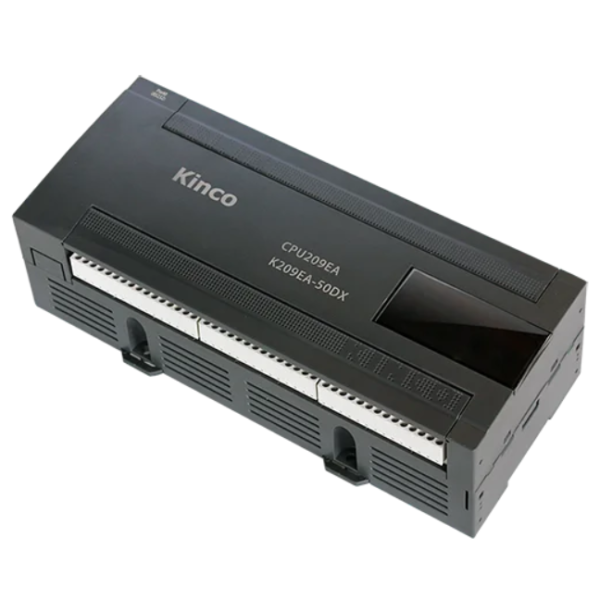 Controlador Logico Programable (PLC) KINCO con 22 DI, 20 DO (8T + 12R), 6 AI y 2 AO, K209EA‑50DX