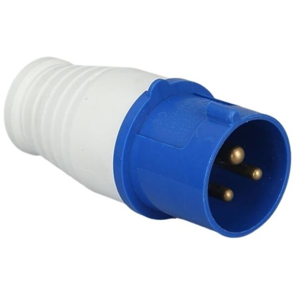 Enchufe Industrial IP44 Clavija Macho 2P+⏚, 32A-250V Azul, SCHUKO, 023