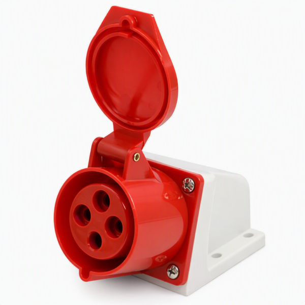 Enchufe Industrial IP44 Clavija Hembra 3P+N+⏚, 32A-250V Rojo, SCHUKO, 125