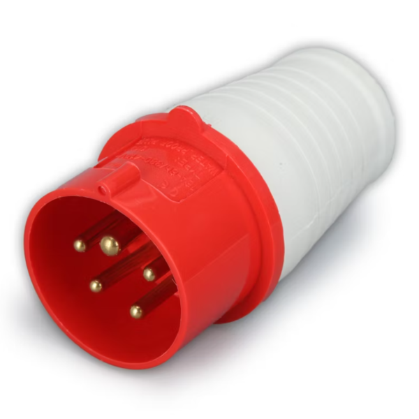 Enchufe Industrial IP44 Clavija Macho 3P+N+⏚, 32A-250V Rojo, SCHUKO, 025