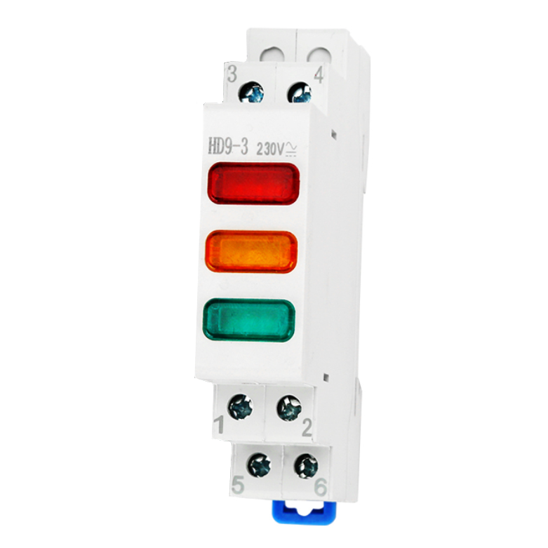 Lampara Piloto LED de 230 VCA con Montaje en riel DIN para Indicacion de Encendido/Apagado en Tableros de Distribucion Electrica, HD9-3