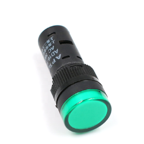 Luz Piloto Led VERDE (Ø16) para Indicar Funcionamiento Normal o Marcha, Testigo, Indicador de 220VAC, 24VDC, 12VDC, AD16-16CG
