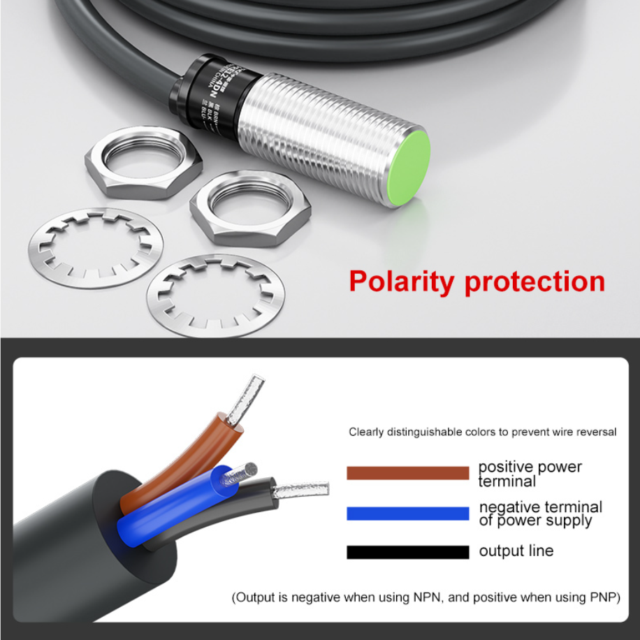 Interruptor de Proximidad Industrial NPN-NO (Ø12 mm), Sensor Inductivo de Deteccion de 4mm, 3 Hilos DC, PRE12-4DN - Imagen 4