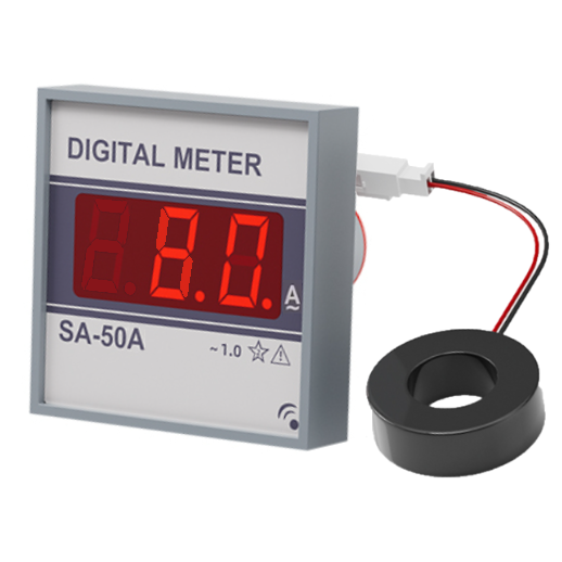 Amperimetro (51x51mm), Medidor Digital LED de Corriente AC (0-100A), SA-50A