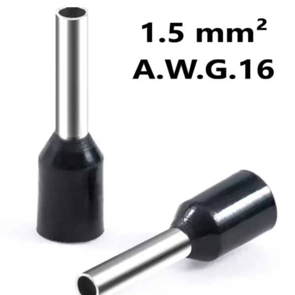 Terminal Electrico (1.5 mm²-A.W.G.16) Punta Tubular Ferrule o PIN, E1510
