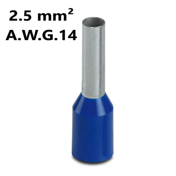 Terminal Electrico (2.5 mm²-A.W.G.14) Punta Tubular Ferrule o PIN, E2512