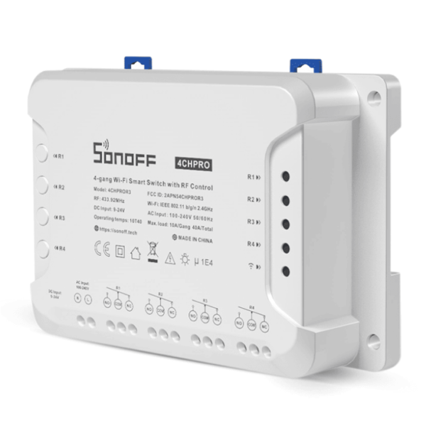 Interruptor inteligente Wi-Fi de 4 bandas SONOFF con control RF, 4CHPROR3